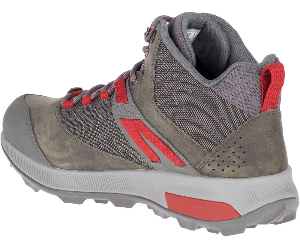 Botas Homem - Merrell Zion Mid Waterproof - Cinzentas/Vermelhas - JBI804513